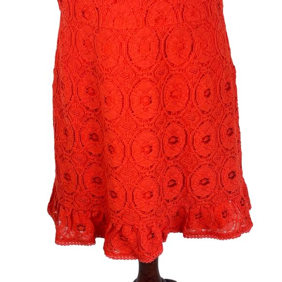 BETSEY JOHNSON EYELET V-NECK SLEEVELESS MINI DRESS IN SPICY ORANGE SIZE LARGE - Picture 10 of 16
